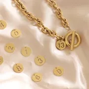 Breloque ronde 12 mm - chiffre 1 - Acier inoxydable 304 Doré x1