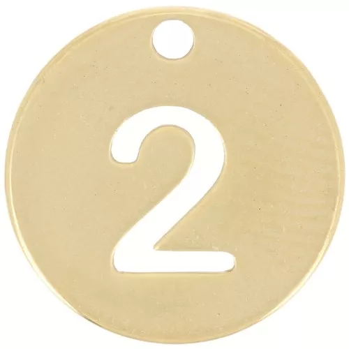 Breloque ronde 12 mm - chiffre 2 - Acier inoxydable 304 Doré x1