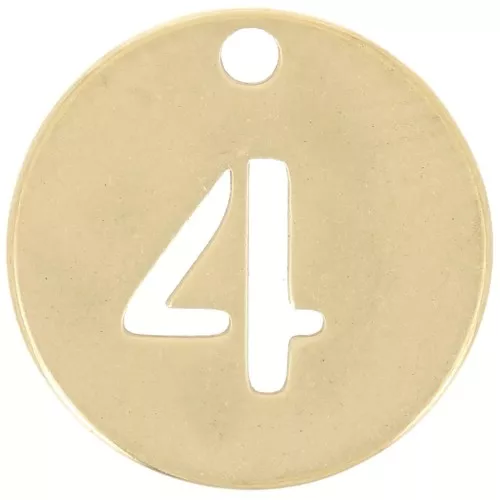 Breloque ronde 12 mm - chiffre 4 - Acier inoxydable 304 Doré x1