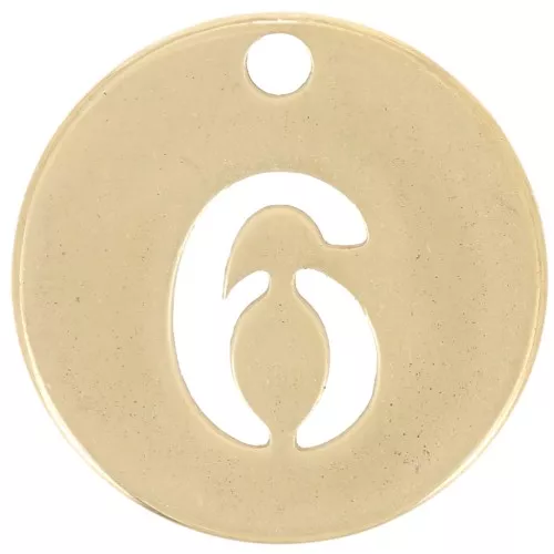 Breloque ronde 12 mm - chiffre 6 - Acier inoxydable 304 Doré x1