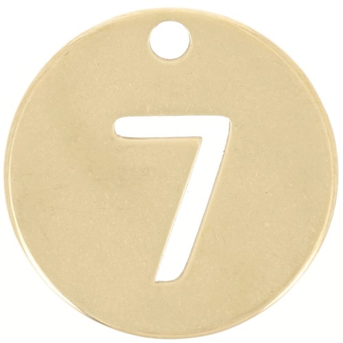 Breloque ronde 12 mm - chiffre 7 - Acier inoxydable 304 Doré x1