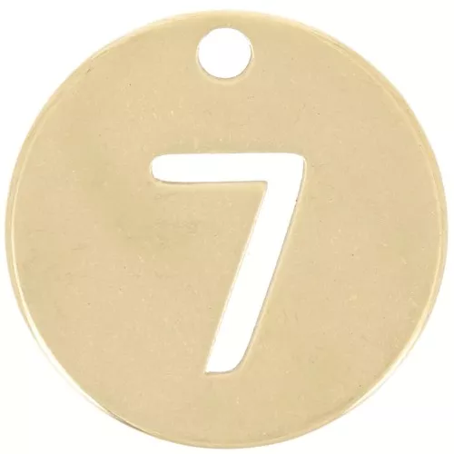 Breloque ronde 12 mm - chiffre 7 - Acier inoxydable 304 Doré x1