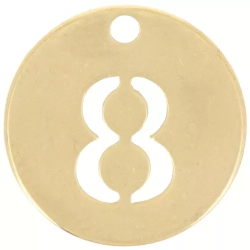 Breloque ronde 12 mm - chiffre 8 - Acier inoxydable 304 Doré x1
