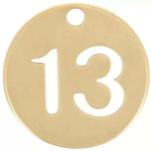 Breloque ronde 12 mm - chiffre 13 - Acier inoxydable 304 Doré x1