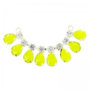 Intercalaire combinaison cabochons poires 18x13mm Jaune fluo/doré|raw }}