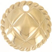 Pendentif rond 22 mm - effet matelassé - Acier inoxydable 304L Doré x1|raw }}