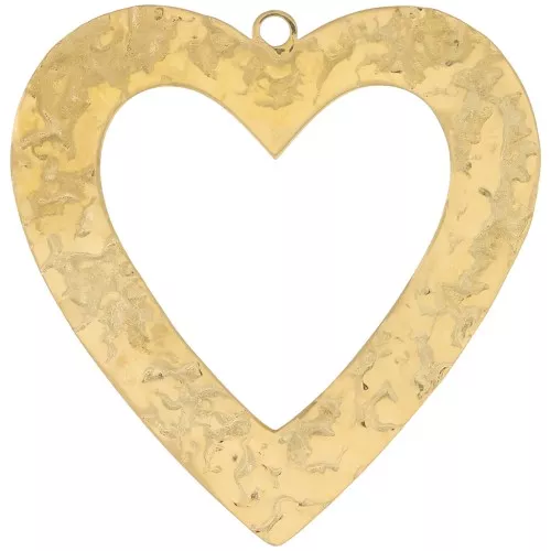 Pendentifs coeur évidé martelé 35x34 mm - Acier inoxydable 316L Doré x2