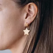 Clous d'oreilles étoile martelée 14 mm - Acier inoxydable 304L Doré x2