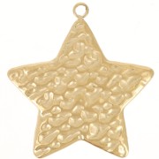Pendentif étoile martelée 23x22 mm - Acier inoxydable 304L Doré x1|raw }}