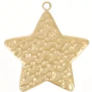 Pendentif étoile martelée 23x22 mm - Acier inoxydable 304L Doré x1