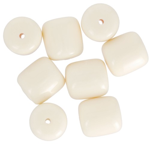 Perles tubes 12x11 mm en résine opaque - Ecru x6