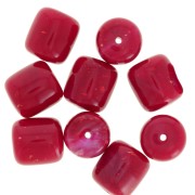 Perles tubes en résine opaque 12x11 mm - Marbré Rouge foncé pailleté x6