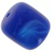 Perles tubes 12x11 mm en résine opaque - Bleu royal marbré x6