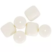 Perles tubes 16x14 mm en résine opaque - Ecru x4