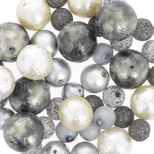 Assortiment de perles de bohème - Vert - Argenté x50g