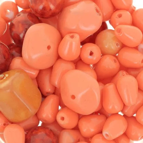 Assortiment de perles de bohème - Mix Orange x50g