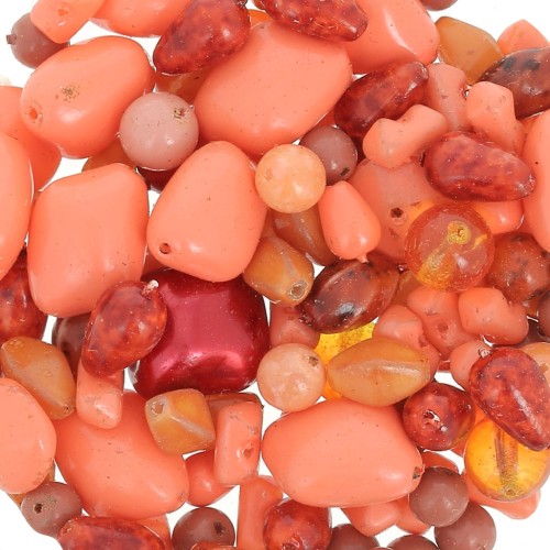 Assortiment de perles de bohème - Mix Orange - Rouge x50g