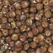 Perles rocailles Preciosa rayées 6/0 4 mm - Marron - Vert x20g