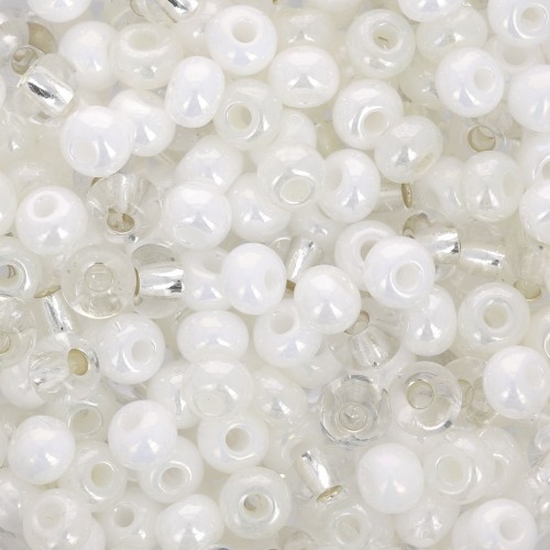 Perles rocailles Preciosa 6/0 4 mm - Mix White - Crystal x20g