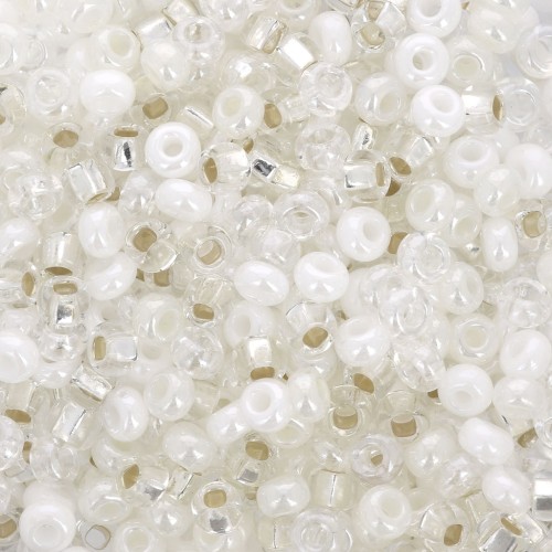 Perles rocailles Preciosa 8/0 3 mm - Mix White - Crystal x20g