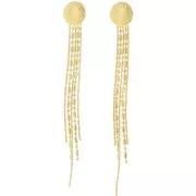 Boucles d'oreilles franges 77x10 mm avec rond martelé - Acier inox 304L Doré x2