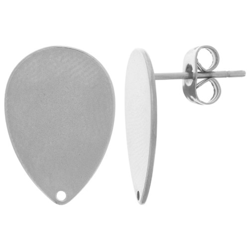 Clous d'oreilles gouttes 17.5x12 mm avec trou - Acier inoxydable 304 x2