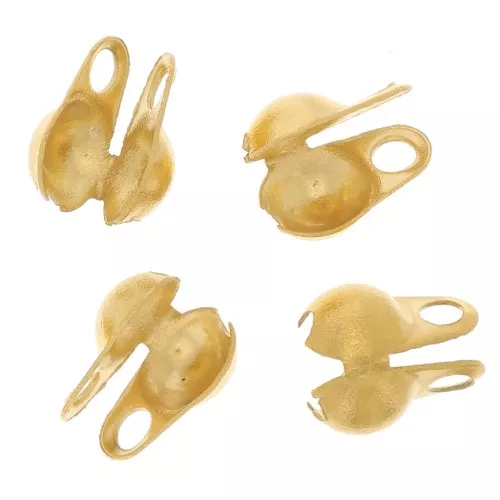Embouts pour chaîne maille boule 4 mm - Acier inoxydable 304 Doré x4