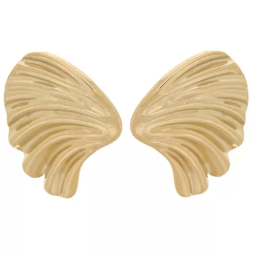 Boucles d'oreilles design plissé 31x24 mm - Acier inoxydable 304L Doré x2