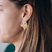 Boucles d'oreilles design plissé 31x24 mm - Acier inoxydable 304L Doré x2