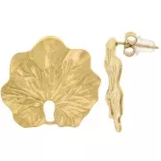 Clous d'oreilles feuille travaillé 23x26 mm - Acier inoxydable 304L Doré x2