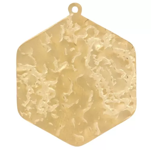 Pendentifs hexagone martelé 28.5x24 mm - Acier inoxydable 316L Doré x2
