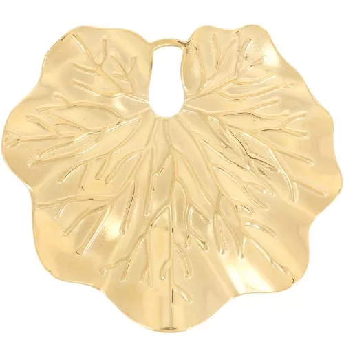 Pendentif feuille travaillé 41x45.5 mm - Acier inoxydable 304L Doré x1