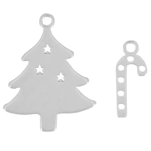 SUNNYCLUE 1 Boîte De 10 Paires De Breloques De Noël En émail Pour La Fabrication De Bijoux - Breloques De Noël En Strass - Flocon De Neige, Père Noël, Nœud Papillon