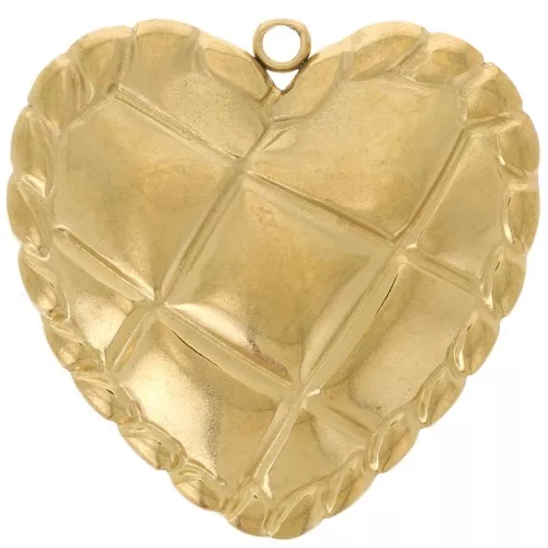 Pendentif Vintage En Métal Doré Forme Cœur - Occasion