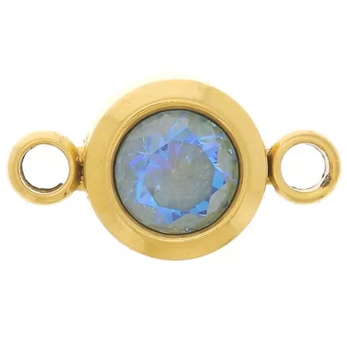 Intercalaire pierre de naissance 6 mm CZ - Décembre - Acier inox 304L Doré - Blue