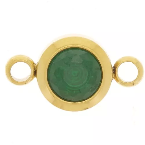 Intercalaire pierre de naissance 6 mm CZ - Mai - Acier inox 304L Doré - Emeraude