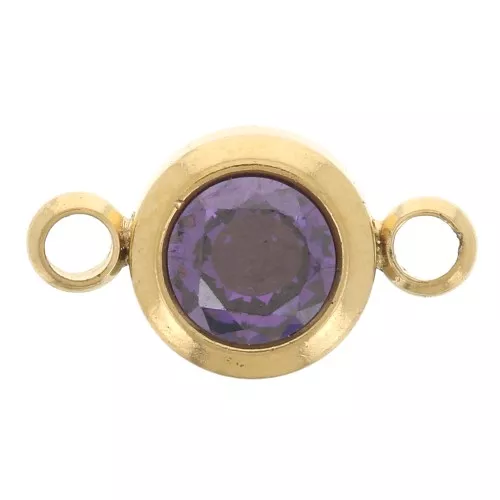 Intercalaire pierre de naissance 6 mm CZ Février - Acier inox 304L Doré - Amethyst