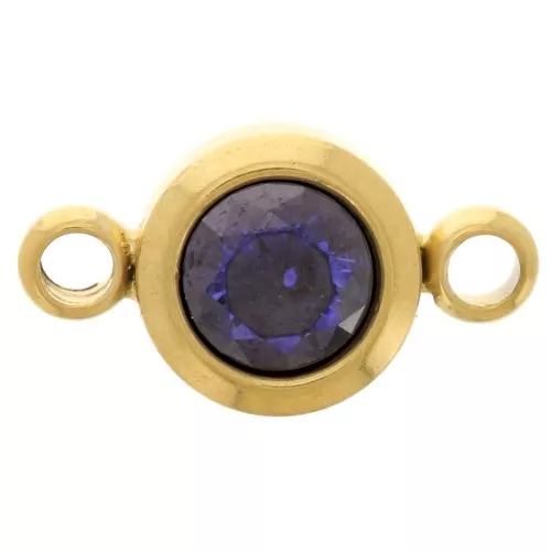 Intercalaire pierre de naissance 6 mm CZ Septembre - Acier inox 304L Doré - Saphir