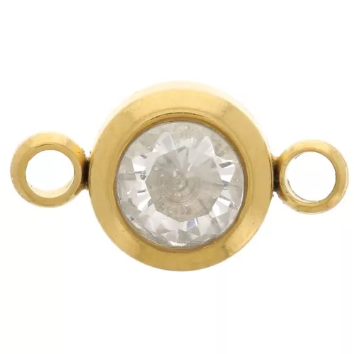 Intercalaire pierre de naissance 6 mm CZ - Avril - Acier inox 304L Doré - Crystal