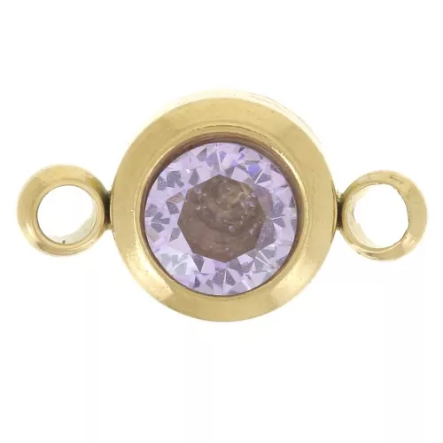 Intercalaire pierre de naissance 6mm CZ Juin Acier inox 304L Doré - Light Amethyst