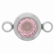 Intercalaire pierre de naissance 6 mm CZ - Octobre - Acier inox 304L - Rose