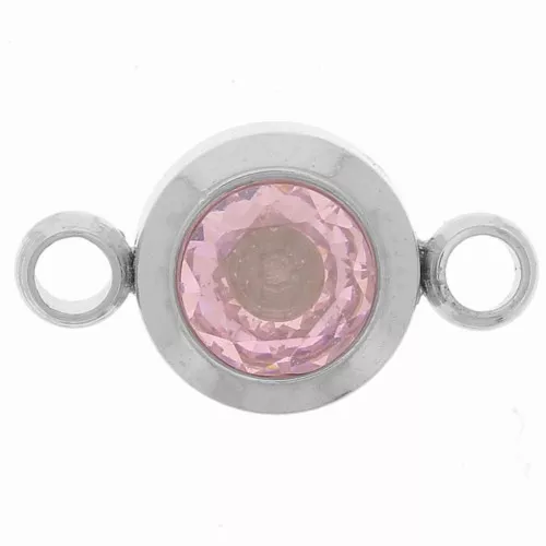 Intercalaire pierre de naissance 6 mm CZ - Octobre - Acier inox 304L - Rose