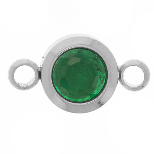 Intercalaire pierre de naissance 6 mm CZ - Mai - Acier inox 304L - Emeraude