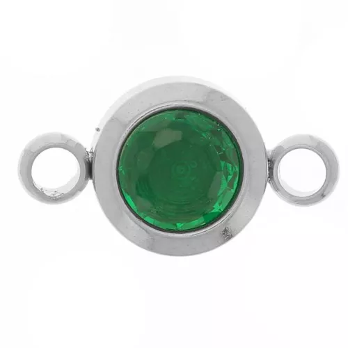 Intercalaire pierre de naissance 6 mm CZ - Mai - Acier inox 304L - Emeraude