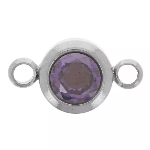 Intercalaire pierre de naissance 6 mm CZ - Février - Acier inox 304L - Amethyst