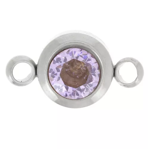 Intercalaire pierre de naissance 6 mm CZ - Juin - Acier inox 304L - Light Amethyst