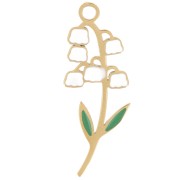 Pendentif Fleur de naissance 22x8 mm - Mai - Muguet - Acier inox 304L Doré x1|raw }}