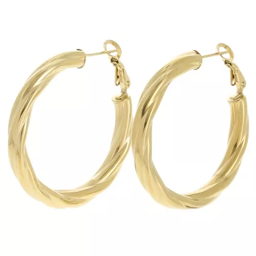 Créoles torsadées 40 mm - Acier inoxydable 304L Doré x2