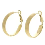 Créoles larges - fil demi-jonc - 28 mm - Acier inoxydable 304L Doré satiné x2