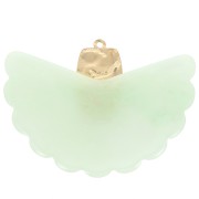 Pendentif éventail 28.5x40 mm en résine et Acier inox 316L Doré - Mint marbré x1